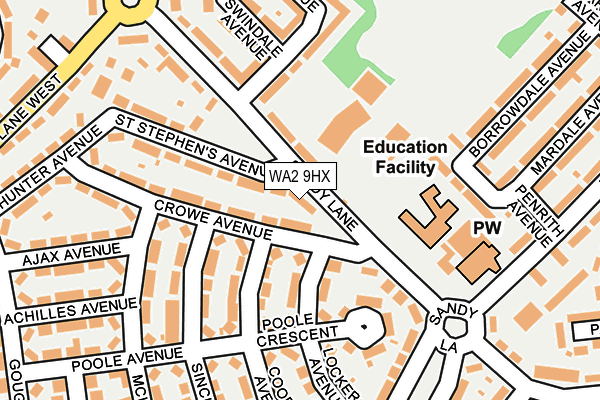 WA2 9HX map - OS OpenMap – Local (Ordnance Survey)