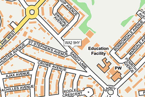WA2 9HY map - OS OpenMap – Local (Ordnance Survey)
