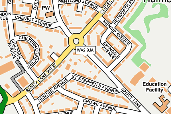 WA2 9JA map - OS OpenMap – Local (Ordnance Survey)