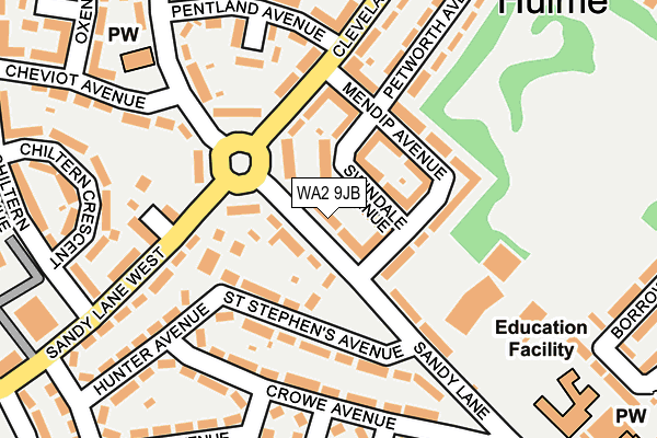 WA2 9JB map - OS OpenMap – Local (Ordnance Survey)