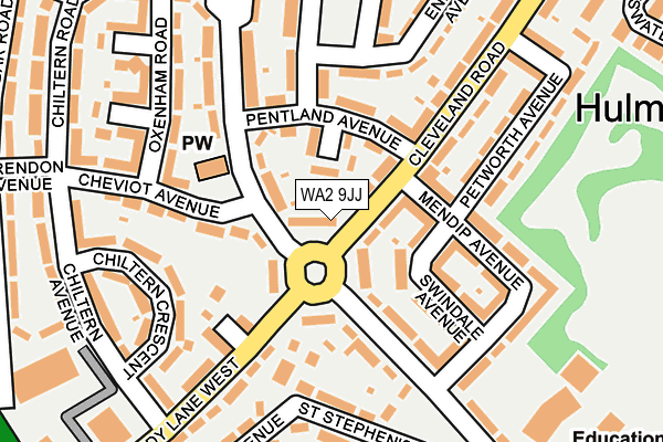 WA2 9JJ map - OS OpenMap – Local (Ordnance Survey)