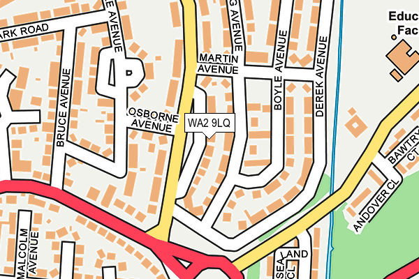 WA2 9LQ map - OS OpenMap – Local (Ordnance Survey)