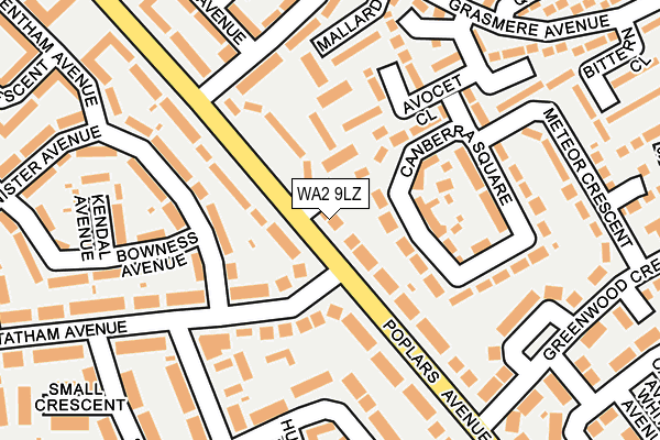 WA2 9LZ map - OS OpenMap – Local (Ordnance Survey)