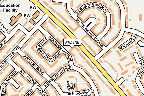 WA2 9NB map - OS OpenMap – Local (Ordnance Survey)
