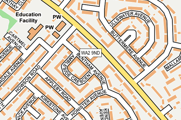 WA2 9ND map - OS OpenMap – Local (Ordnance Survey)