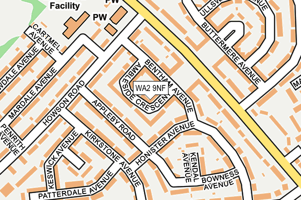 WA2 9NF map - OS OpenMap – Local (Ordnance Survey)