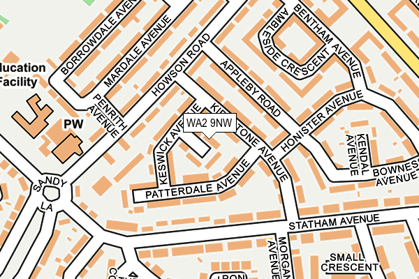 WA2 9NW map - OS OpenMap – Local (Ordnance Survey)