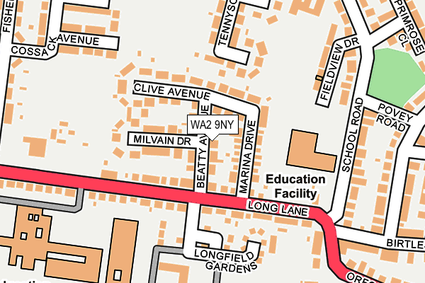 WA2 9NY map - OS OpenMap – Local (Ordnance Survey)
