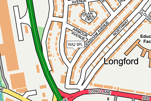 WA2 9PL map - OS OpenMap – Local (Ordnance Survey)
