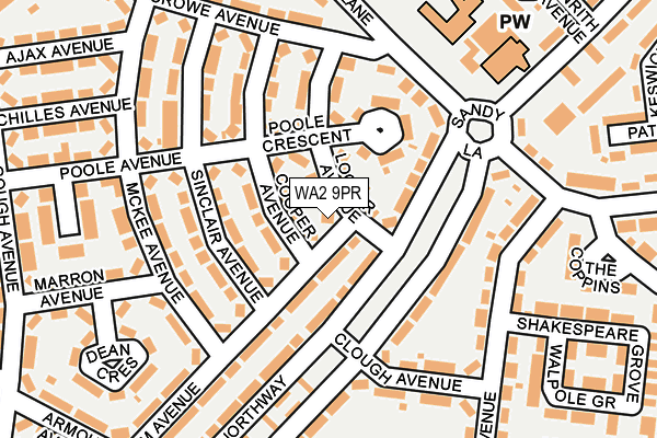 WA2 9PR map - OS OpenMap – Local (Ordnance Survey)