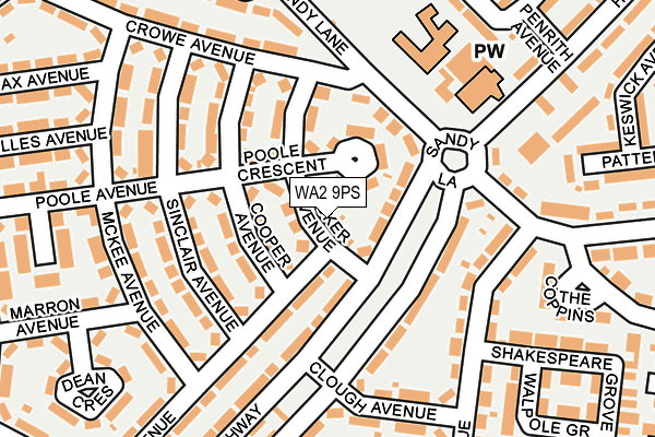 WA2 9PS map - OS OpenMap – Local (Ordnance Survey)