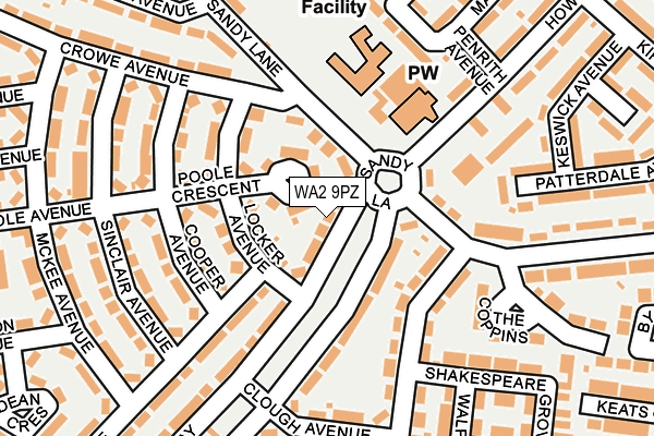 WA2 9PZ map - OS OpenMap – Local (Ordnance Survey)