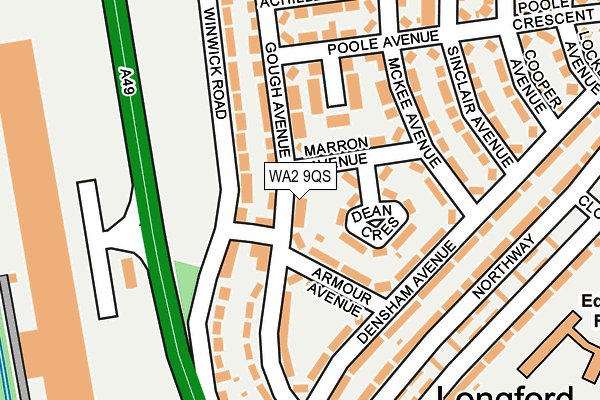 WA2 9QS map - OS OpenMap – Local (Ordnance Survey)
