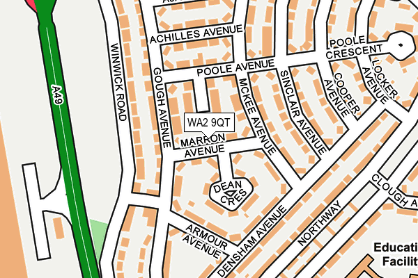WA2 9QT map - OS OpenMap – Local (Ordnance Survey)