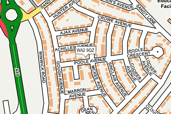 WA2 9QZ map - OS OpenMap – Local (Ordnance Survey)