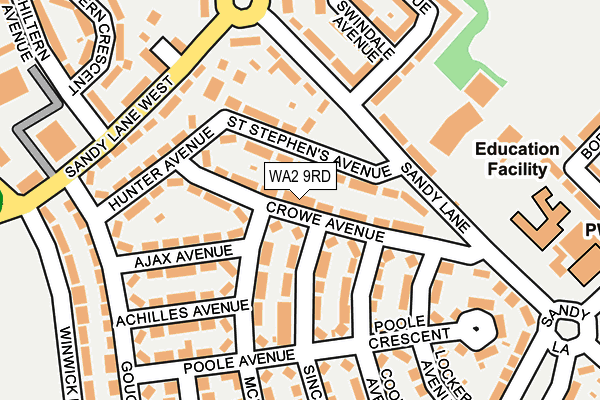 WA2 9RD map - OS OpenMap – Local (Ordnance Survey)