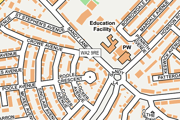 WA2 9RE map - OS OpenMap – Local (Ordnance Survey)