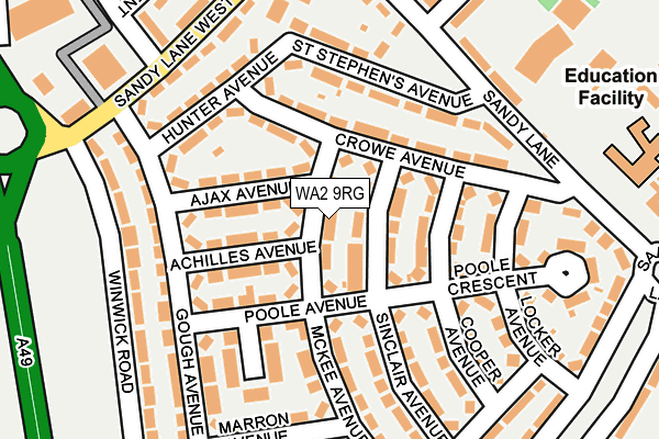 WA2 9RG map - OS OpenMap – Local (Ordnance Survey)