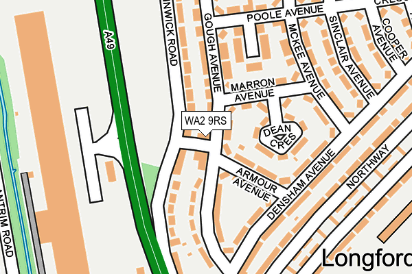WA2 9RS map - OS OpenMap – Local (Ordnance Survey)