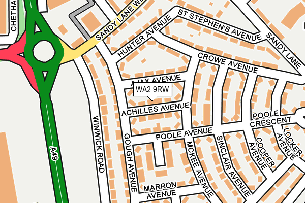 WA2 9RW map - OS OpenMap – Local (Ordnance Survey)