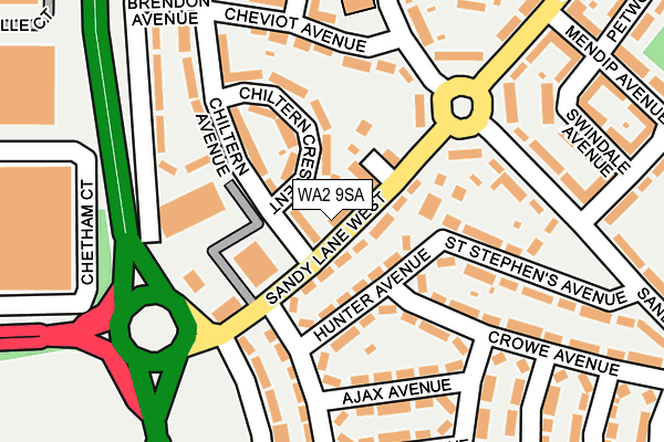 WA2 9SA map - OS OpenMap – Local (Ordnance Survey)