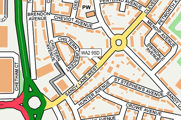 WA2 9SD map - OS OpenMap – Local (Ordnance Survey)