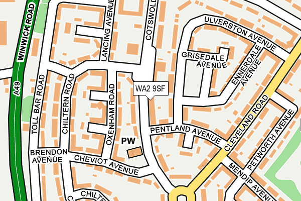 WA2 9SF map - OS OpenMap – Local (Ordnance Survey)