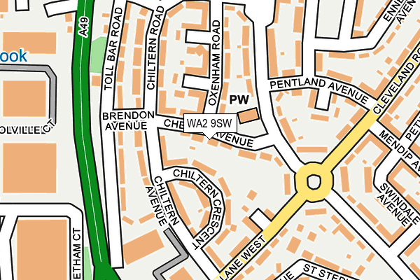 WA2 9SW map - OS OpenMap – Local (Ordnance Survey)
