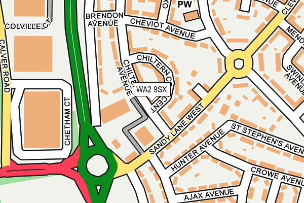 WA2 9SX map - OS OpenMap – Local (Ordnance Survey)