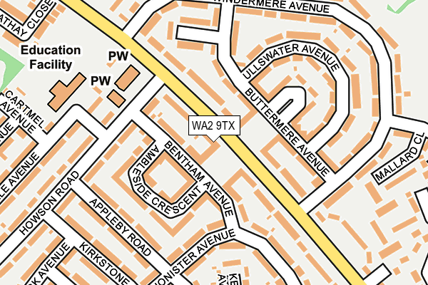 WA2 9TX map - OS OpenMap – Local (Ordnance Survey)