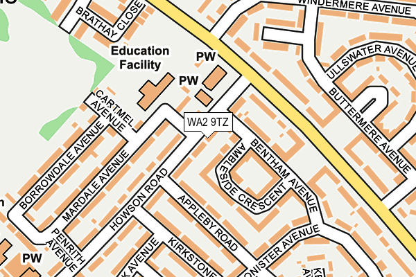 WA2 9TZ map - OS OpenMap – Local (Ordnance Survey)