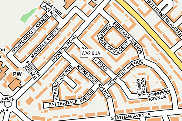 WA2 9UA map - OS OpenMap – Local (Ordnance Survey)