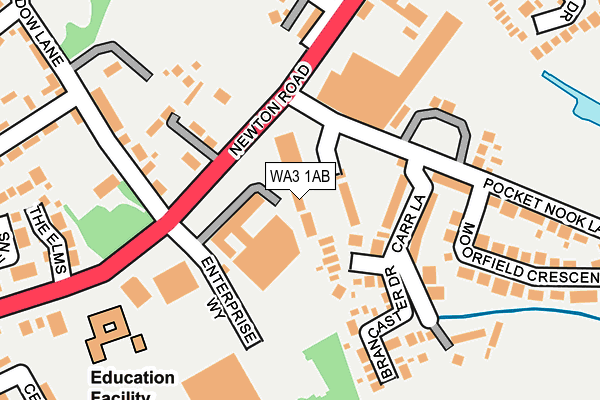 WA3 1AB map - OS OpenMap – Local (Ordnance Survey)