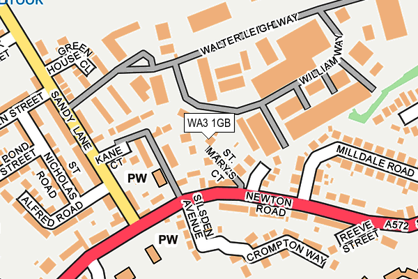 WA3 1GB map - OS OpenMap – Local (Ordnance Survey)