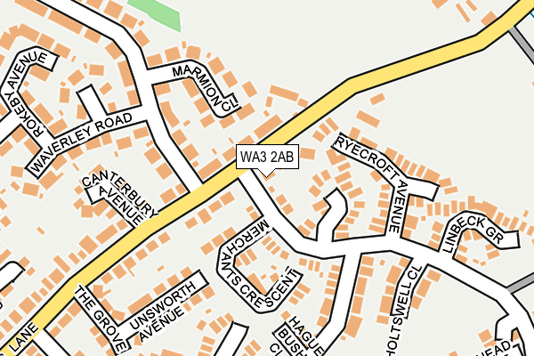 WA3 2AB map - OS OpenMap – Local (Ordnance Survey)