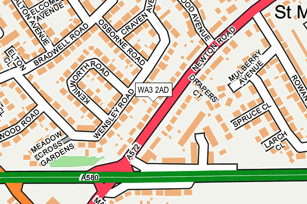 WA3 2AD map - OS OpenMap – Local (Ordnance Survey)