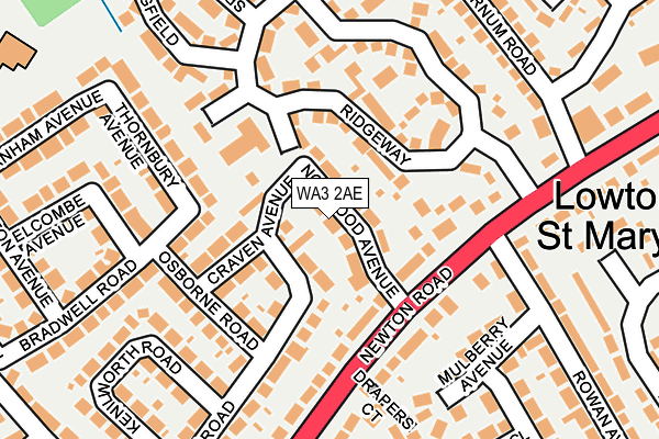 WA3 2AE map - OS OpenMap – Local (Ordnance Survey)