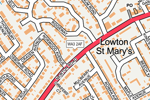 WA3 2AF map - OS OpenMap – Local (Ordnance Survey)