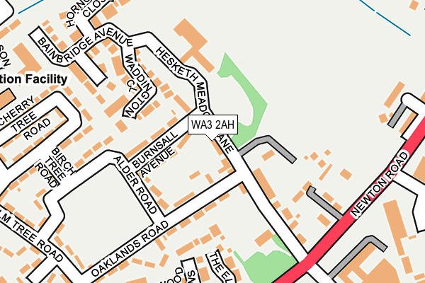 WA3 2AH map - OS OpenMap – Local (Ordnance Survey)