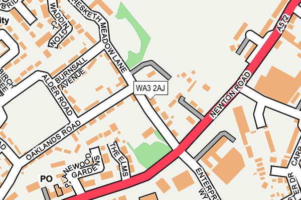 WA3 2AJ map - OS OpenMap – Local (Ordnance Survey)