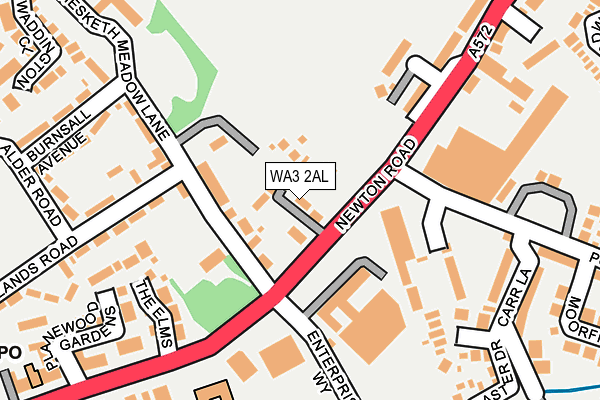 WA3 2AL map - OS OpenMap – Local (Ordnance Survey)