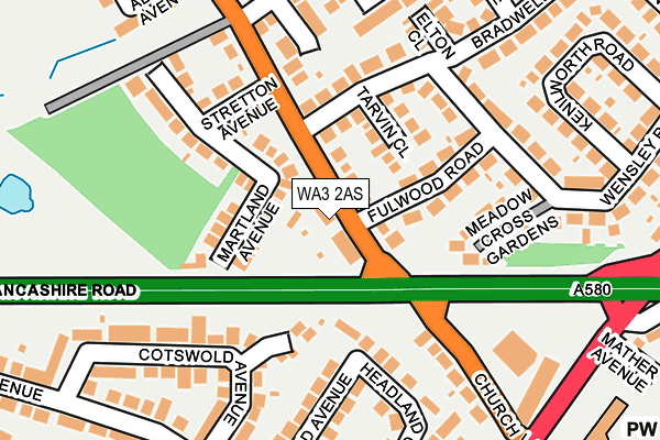 WA3 2AS map - OS OpenMap – Local (Ordnance Survey)