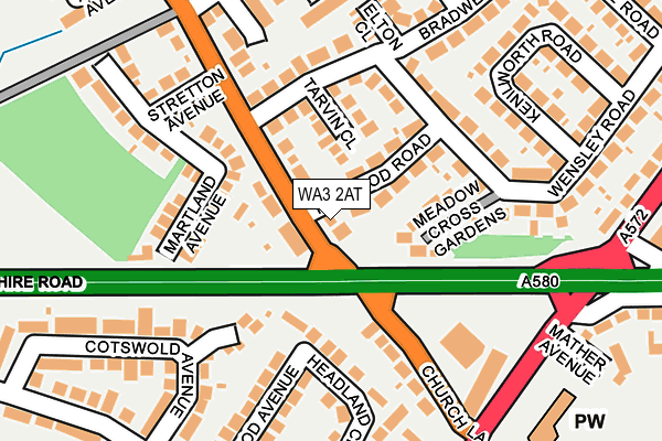 WA3 2AT map - OS OpenMap – Local (Ordnance Survey)