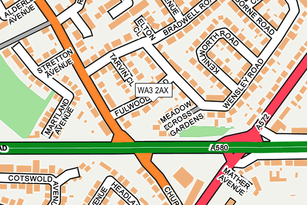 WA3 2AX map - OS OpenMap – Local (Ordnance Survey)