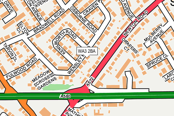 WA3 2BA map - OS OpenMap – Local (Ordnance Survey)