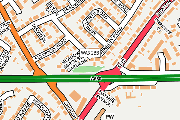 WA3 2BB map - OS OpenMap – Local (Ordnance Survey)