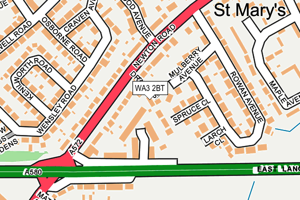 WA3 2BT map - OS OpenMap – Local (Ordnance Survey)