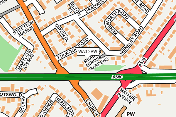 WA3 2BW map - OS OpenMap – Local (Ordnance Survey)