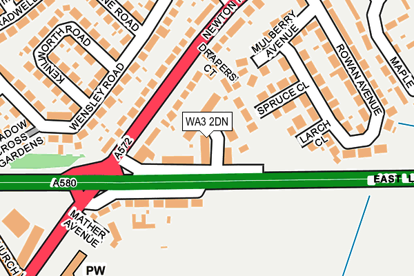 WA3 2DN map - OS OpenMap – Local (Ordnance Survey)