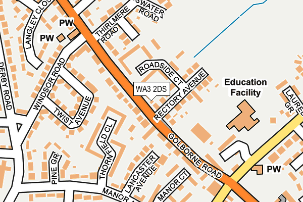WA3 2DS map - OS OpenMap – Local (Ordnance Survey)